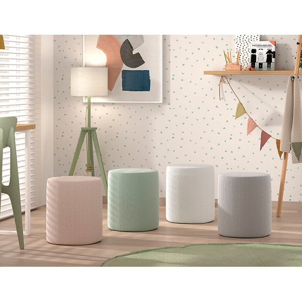 Biely detský puf z textílie buklé MOON – Vipack-image-2