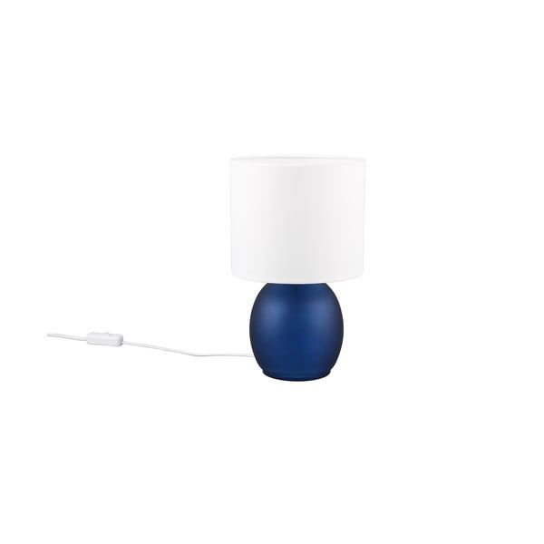 Bielo-modrá stolová lampa s textilným tienidlom (výška 29 cm) Vela – Trio