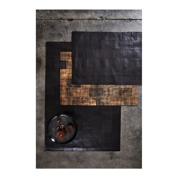 Čierny koberec z pravej kože Fuhrhome Athens, 120 × 180 cm-image-3