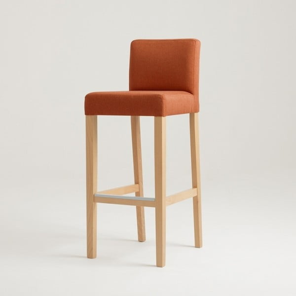 Oranžová barová stolička s bukovými nohami Wilton 87