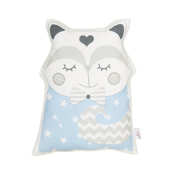 Modrý detský vankúšik s prímesou bavlny Mike & Co. NEW YORK Pillow Toy Smart Cat, 23 x 33 cm