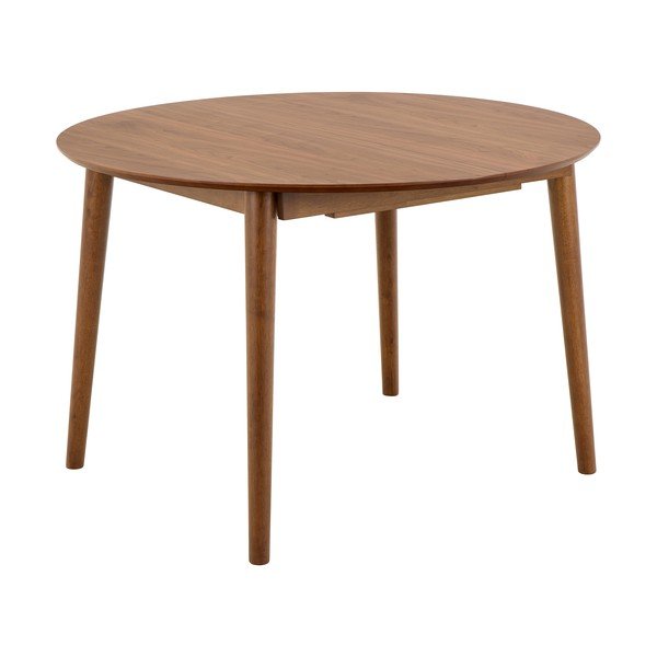 Okrúhly rozkladací jedálenský stôl s prídavnou doskou v dekore orecha ø 115 cm Montreux – Actona