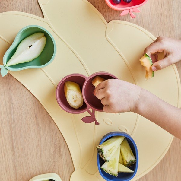 Žlté/zelené silikónové detské misky v súprave 2 ks Lemon & Pear – OYOY Mini-image-1