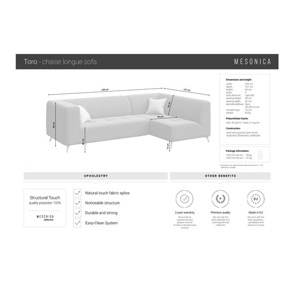 Tmavosivá rohová pohovka MESONICA Toro, ľavý roh-image-4