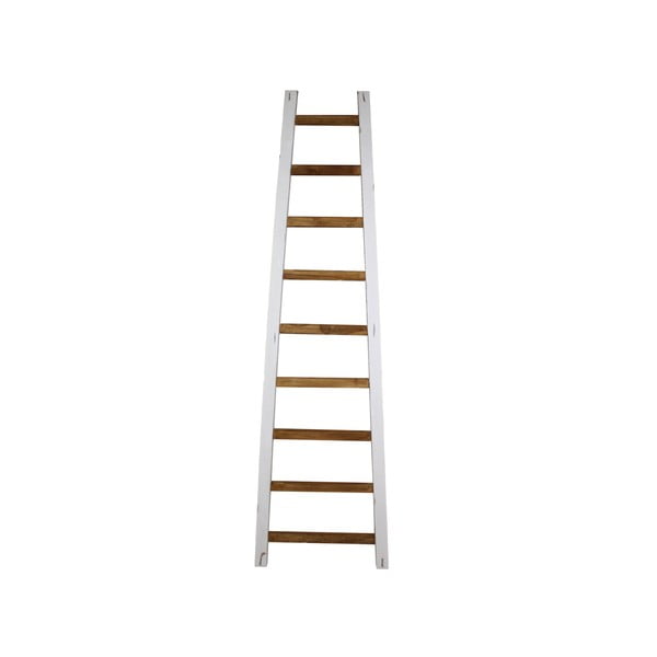 Biely dekoratívny rebrík z teakového dreva HSM Collection Tangga, dĺžka 195 cm