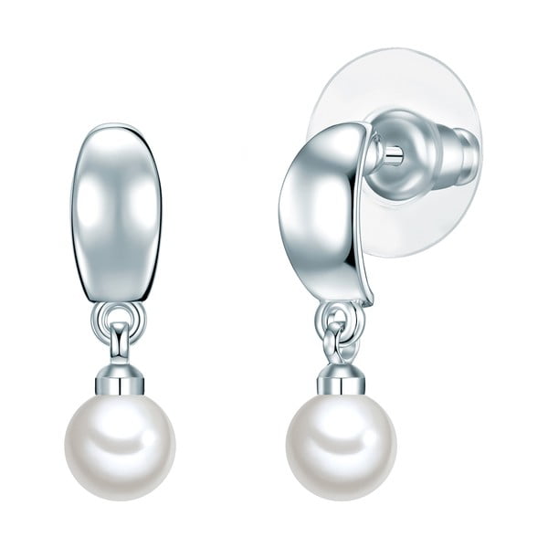 Náušnice s bielou perlou Perldesse Fea, ⌀ 0,6 cm