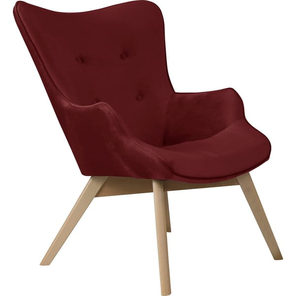 Červené zamatové kreslo Niko – Ropez