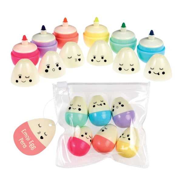 Sada 6 fixek v tvare vajíčka Rex London Emoji Egg-image-2
