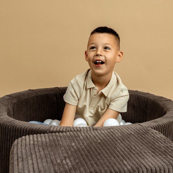 Tyrkysovomodrý menčestrový bazénik s loptičkami ø 90x30 cm Montessori – Meowbaby-image-4