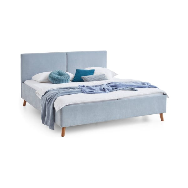 Svetlomodrá čalúnená dvojlôžková posteľ s roštom 160x200 cm Piano – Meise Möbel-image-3