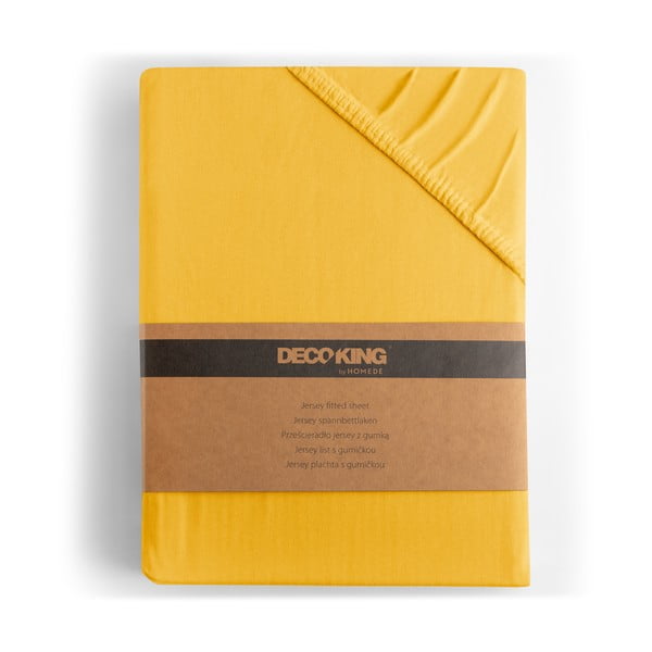 Žltá napínacia plachta jersey 220x200 cm Amber – Restilo-image-4