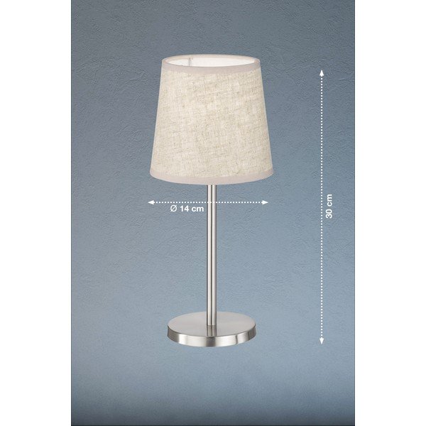 Stolová lampa v béžovej a striebornej farbe s textilným tienidlom (výška 30 cm) Eve – Fischer & Honsel-image-2