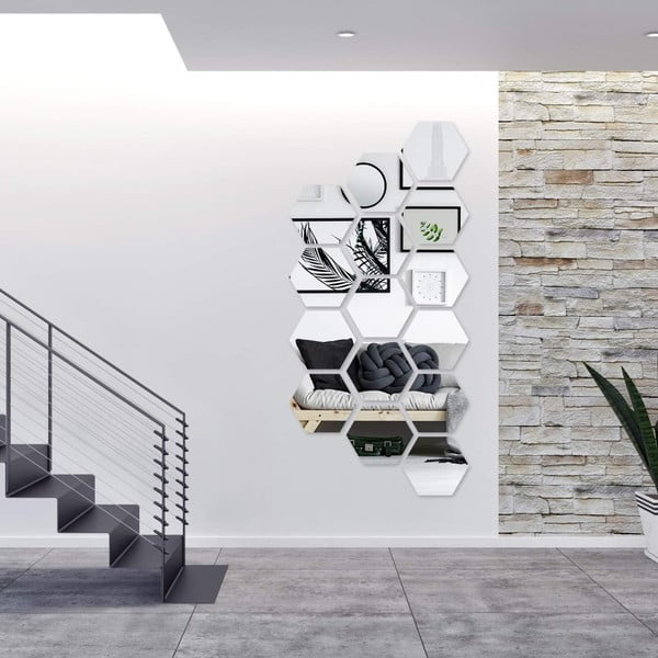 Zrkadlové samolepky na stenu 12 ks 20x17 cm Hexagonal – Ambiance-image-2