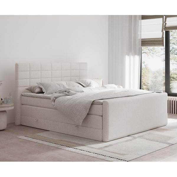 Béžová boxspring posteľ s úložným priestorom 180x200 cm Ava – Maison de Rêve-image-1