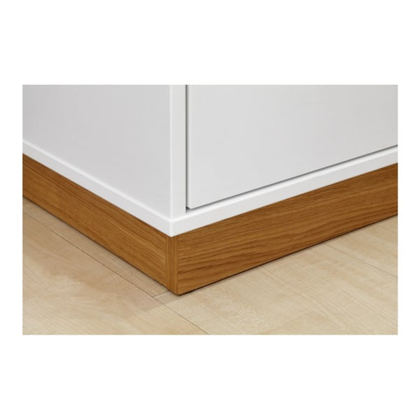 Biela komoda s podstavcom a drevenými detailmi Dřevotvar Ontur 11-image-1