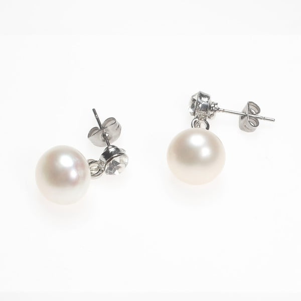 Náušnice s bielou perlou a krištáľom od Lucie Markovej