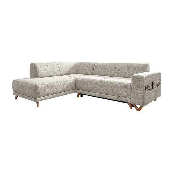 Béžová rozkladacia/s úložným priestorom rohová pohovka (ľavý roh/do L) Classy Sophie – Miuform