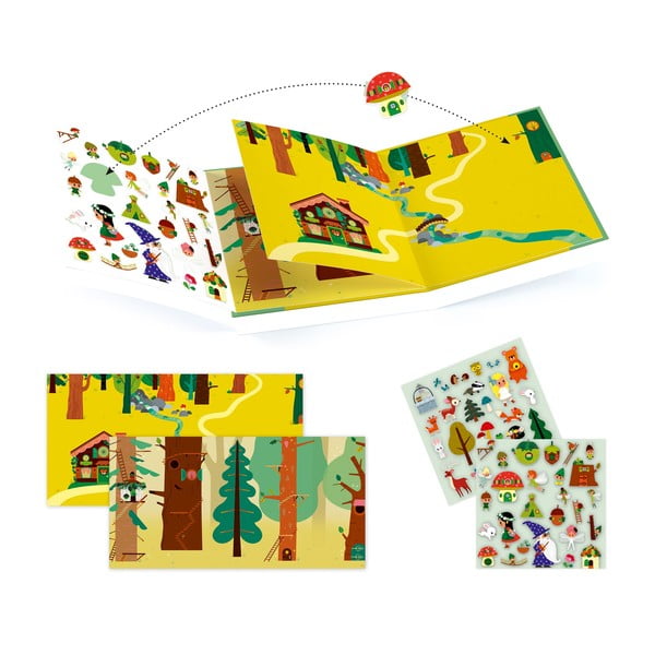 Set knihy s premiestniteľnými samolepkami Djeco Forest Sticker Story