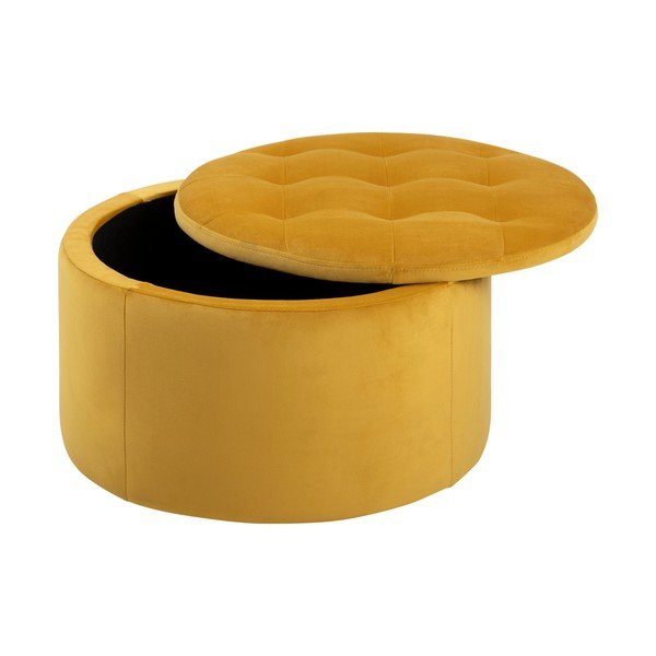Žltý zamatový puf Actona Retina, ⌀ 60 cm-image-4