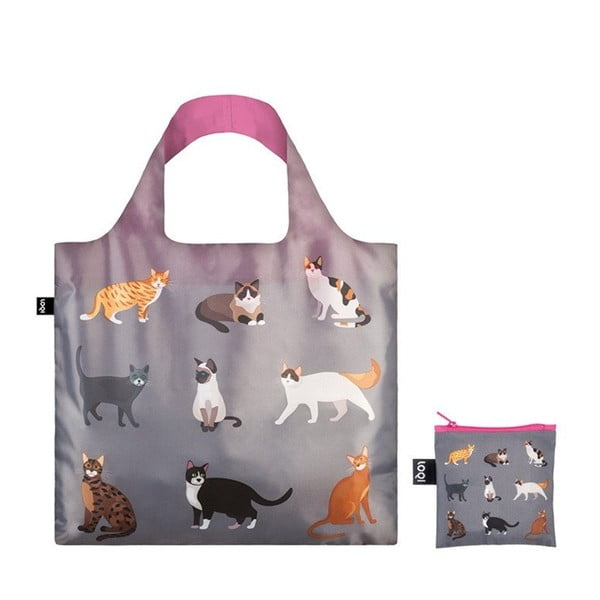 Skladacia nákupná taška s kapsičkou LOQI Meow