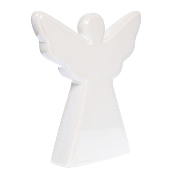 Biela keramická dekorácia Ewax Angel, dĺžka 15 cm