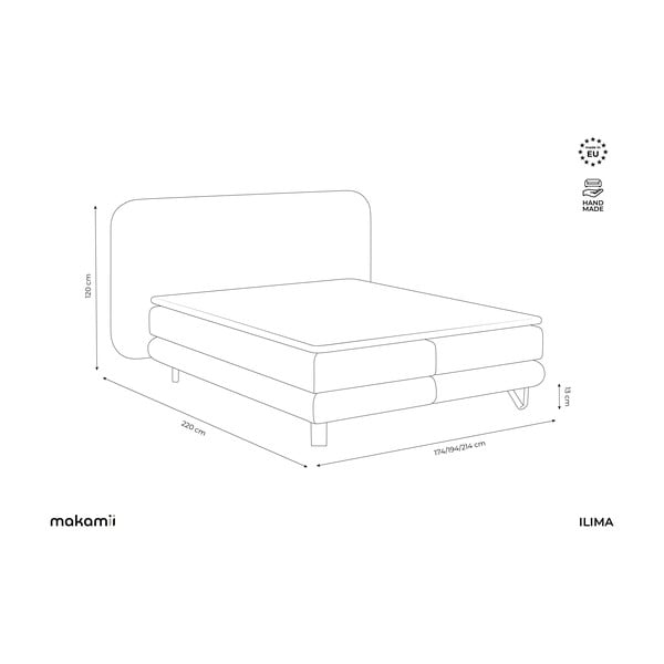 Modrá boxspring posteľ 140x200 cm Ilima – Makamii-image-4