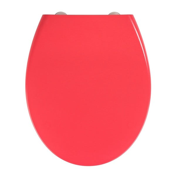 Červené WC sedadlo s jednoduchým zatváraním Wenko Samos, 44,5 x 37,5 cm