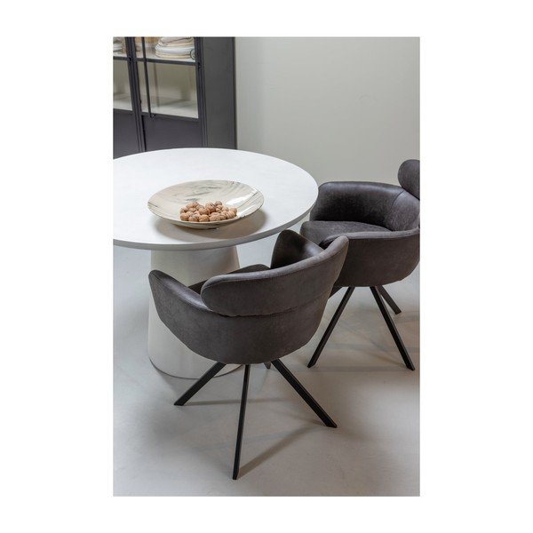 Tmavohnedé čalúnené jedálenské kreslo s podrúčkami Fenne – WOOOD-image-1