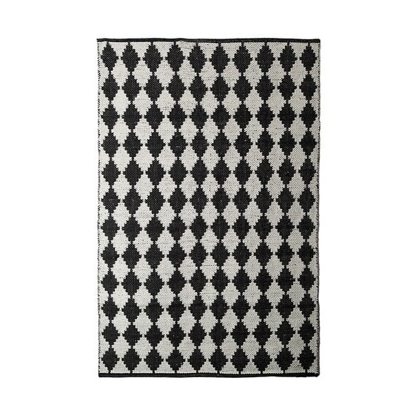Čierno-biely bavlnený ručne tkaný koberec Pipsa Diamond, 140 × 200 cm