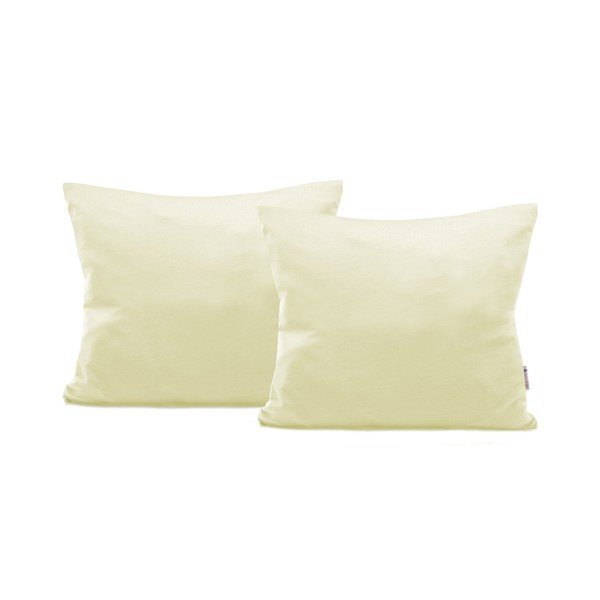 Sada 2 krémovobielych bavlnených obliečok na vankúše DecoKing Amber Cream, 50 × 60 cm