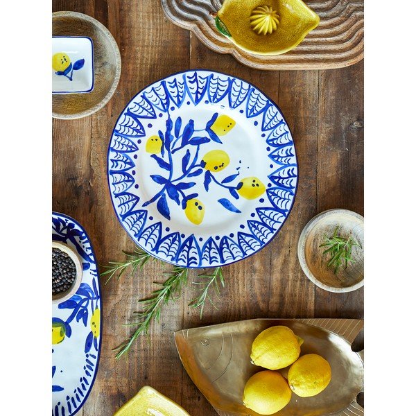 Biely/modrý servírovací kameninový tanier ø 27 cm Maxima – Bloomingville-image-2
