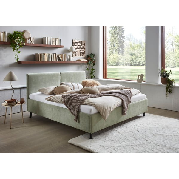 Svetlozelená čalúnená dvojlôžková posteľ s roštom 160x200 cm Piano – Meise Möbel-image-1
