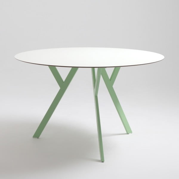 Biely jedálenský stôl se zelenými nohami ZX