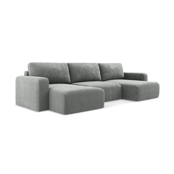 Sivá ženilková rozkladacia/s úložným priestorom rohová pohovka (do tvaru "U") Kona – Makamii-image-2