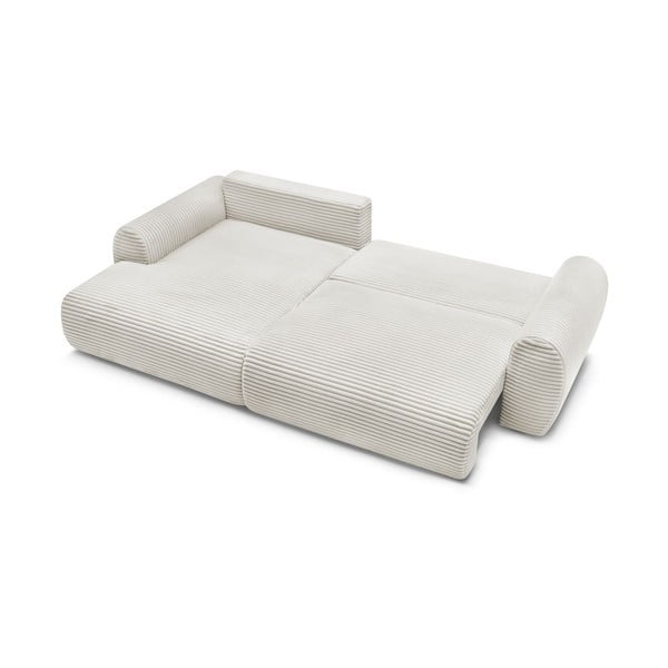 Krémová menčestrová rozkladacia rohová pohovka (ľavý roh) Lucien – Bobochic Paris-image-4