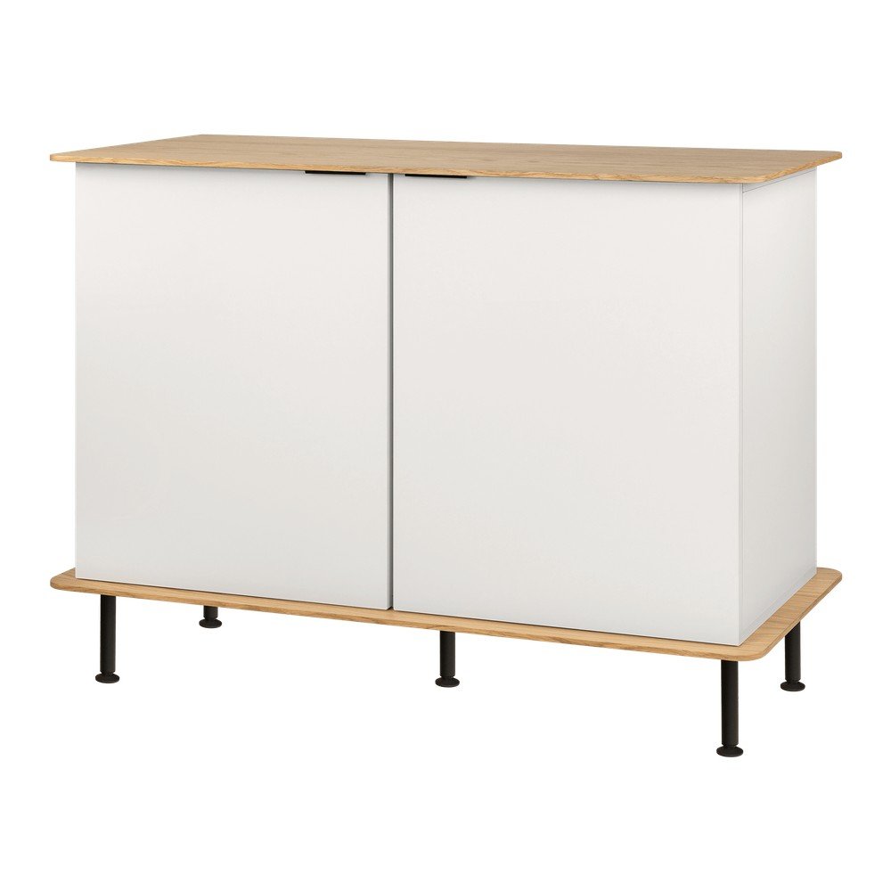 E-shop Sivobéžová komoda v dekore duba s otvorom pre káble 120x88x50 cm Suumo – noo.ma