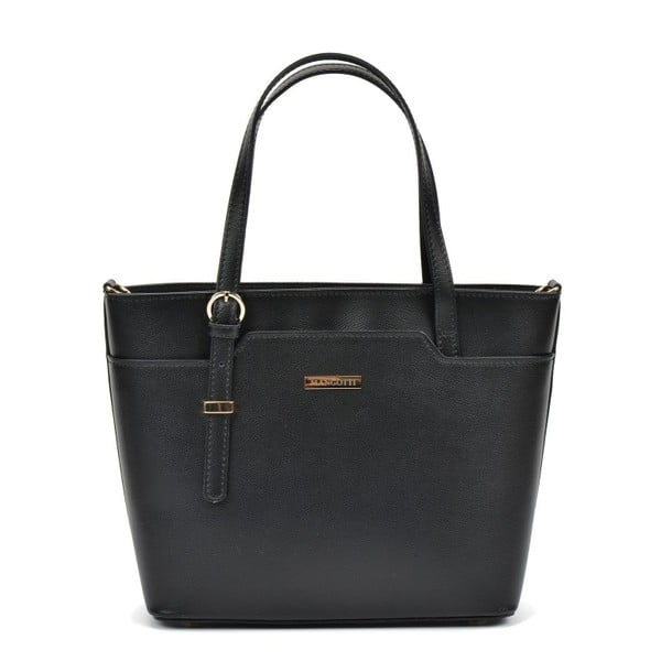 Čierna kožená kabelka Mangotti Bags Avril