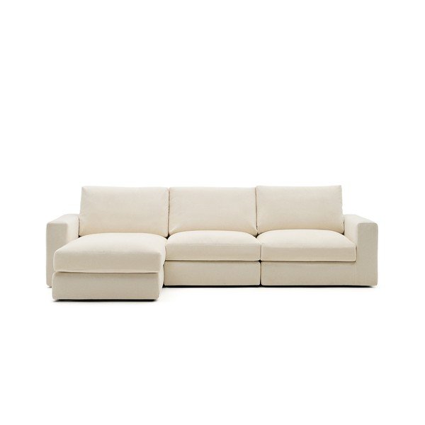 Béžová ženilková rohová pohovka (ľavý roh/s leňoškou) Alea – Kave Home