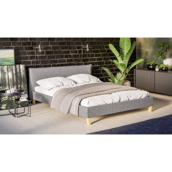 Sivá čalúnená dvojlôžková posteľ s roštom 160x200 cm Tina - Ropez-image-2