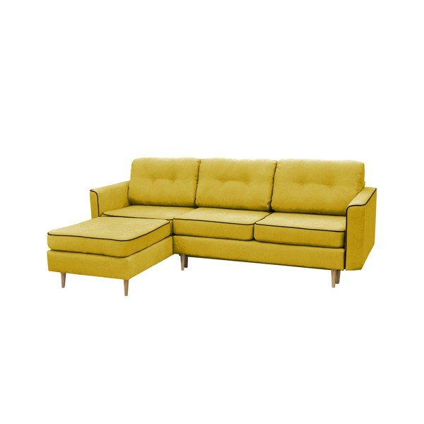 Horičicovožltá rozkladacia pohovka so svetlými nohami Mazzini Sofas Ladybird, ľavý roh-image-3