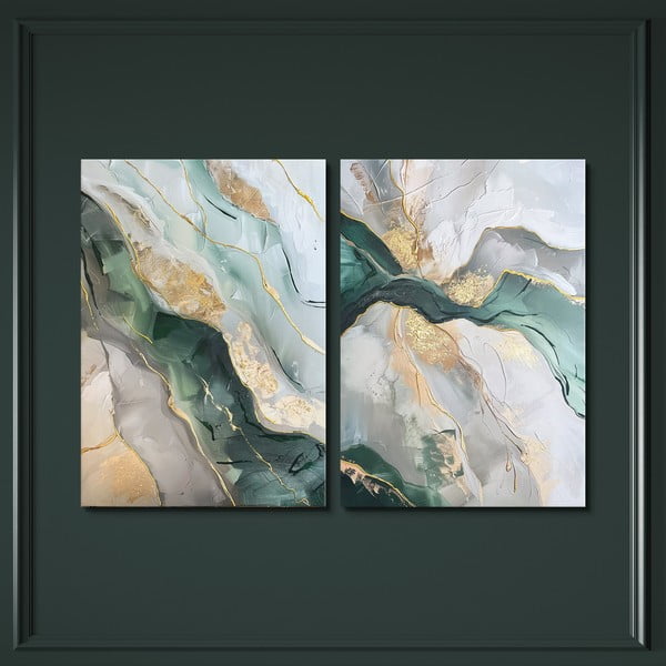 Obrazy s ručne maľovanými prvkami v súprave 2 ks 50x70 cm Aventurine – Styler-image-3