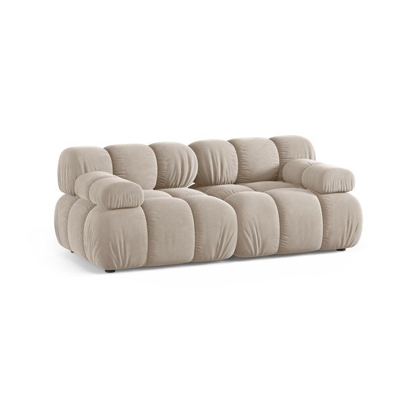 Krémovobiela zamatová pohovka 188 cm – Micadoni -image-1