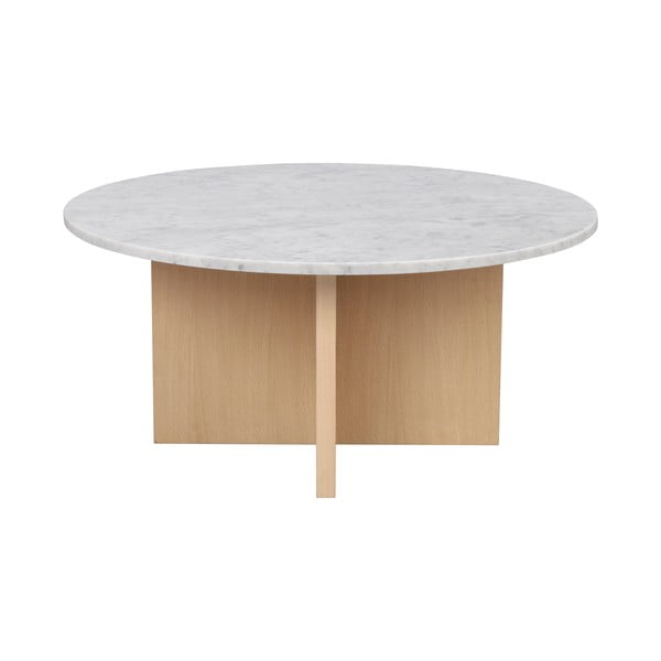 Biely mramorový okrúhly konferenčný stolík 90x90 cm Brooksville - Rowico-image-3