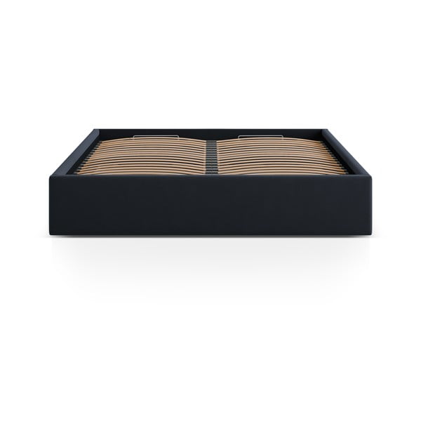 Tmavomodrá čalúnená dvojlôžková posteľ s úložným priestorom/bez čela s roštom 180x200 cm Susan – Micadoni -image-2