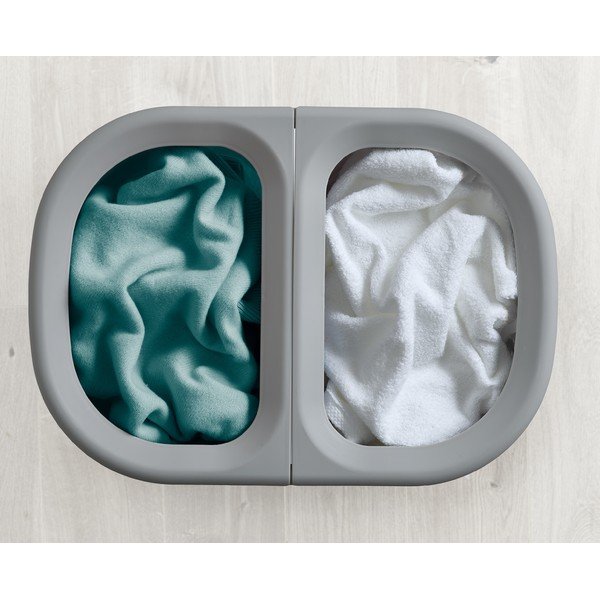 Svetlosivý látkový kôš na bielizeň 2x40 l Duo – Joseph Joseph-image-2