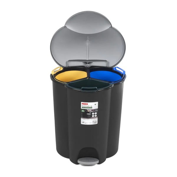Plastový odpadkový kôš na triedený odpad/pedálový 17+17+6 l Trio - Curver-image-2