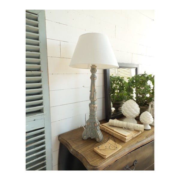 Sivá stolová lampa so základňou z mangového dreva Orchidea Milano Natural
