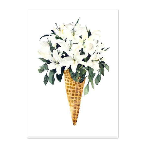 Plagát Leo La Douce White Flower Cone, 42 x 59,4 cm