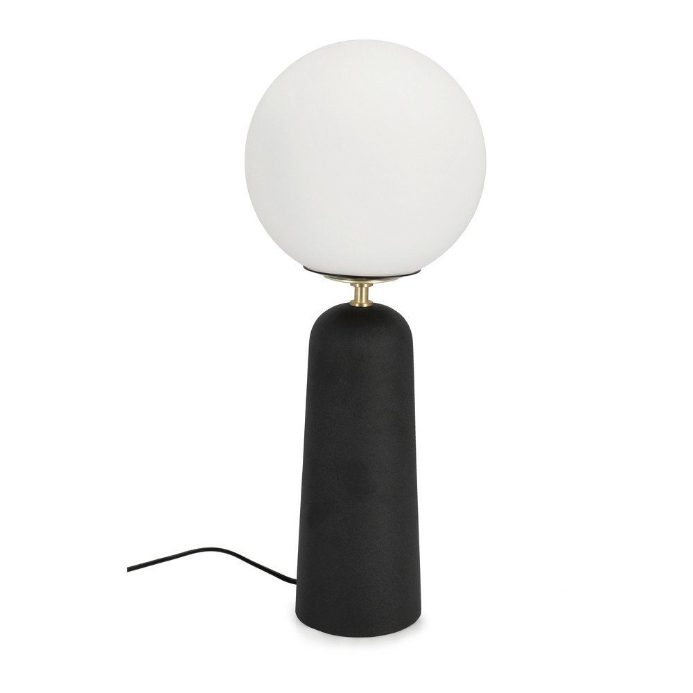 E-shop Čierna kovová stolová lampa so skleneným tienidlom (výška 51 cm) Delphine – Bizzotto
