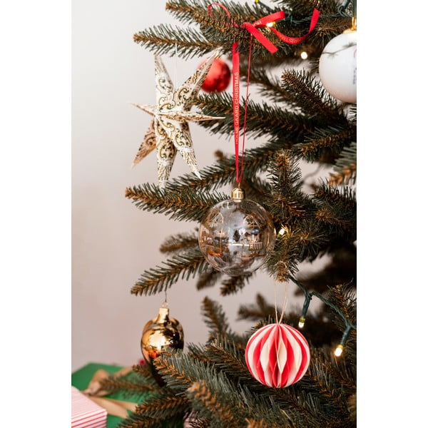 Súprava 3 sklenených vianočných ozdôb v tvare srdca v zlatej farbe Ego Dekor-image-1